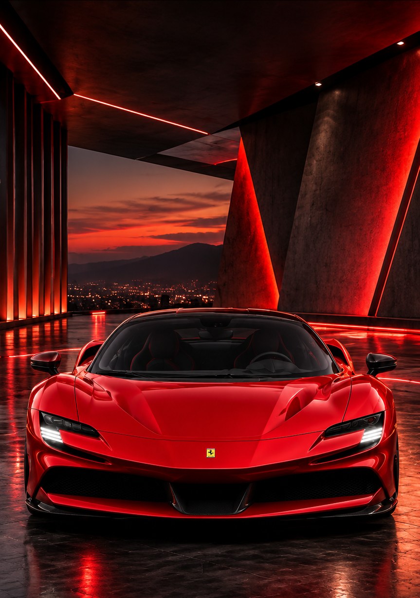 Red Ferrari sports car